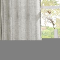 Youngstex Linen Curtains 95 Inches Long For Living Room Light Grey Linen Textured Drapes Privacy Light Filtering For Dining Slid