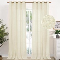 Youngstex Linen Curtains 95 Inch Length 2 Panels For Living Room Floor Length Linen Textured Bronze Grommet Window Drapes Light