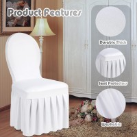 Oudain 20 Pieces Chair Slipcovers With Skirt Long Stretch Spandex Dining Chair Cover Protectors Wedding Stretch Chair Cover Protector Removable And Washable For Hotel And Wedding Ceremony (White)