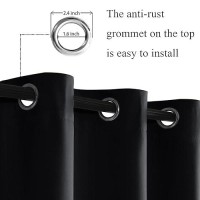 Jiuzhen Black Blackout Curtains With Tiebacks Thermal Insulated Light Blocking And Noise Reducing Grommet Curtains For Bedroo