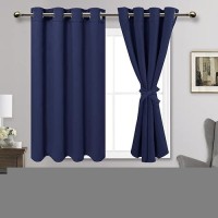 Jiuzhen Navy Blue Blackout Curtains With Tiebacks Thermal Insulated Light Blocking And Noise Reducing Grommet Curtains For Bedr