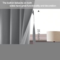 Jiuzhen Light Grey Blackout Curtains With Tiebacks Thermal Insulated Light Blocking And Noise Reducing Grommet Curtains For Bedr