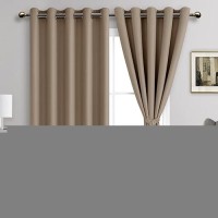 Jiuzhen Taupe Blackout Curtains With Tiebacks Thermal Insulated Light Blocking And Noise Reducing Grommet Curtains For Bedroo