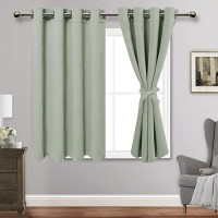 Jiuzhen Light Green Blackout Curtains With Tiebacks Thermal Insulated Light Blocking And Noise Reducing Grommet Curtains For An