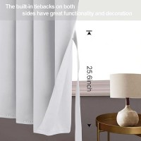 Jiuzhen Greyish White Blackout Curtains With Tiebacks Thermal Insulated Light Blocking And Noise Reducing Grommet Curtains For