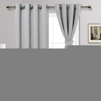 Jiuzhen Silver Grey Blackout Curtains With Tiebacks Thermal Insulated Light Blocking And Noise Reducing Grommet Curtains For An