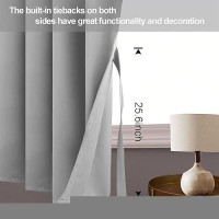 Jiuzhen Silver Grey Blackout Curtains With Tiebacks Thermal Insulated Light Blocking And Noise Reducing Grommet Curtains For An