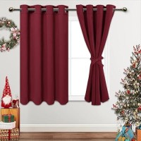 Jiuzhen Red Blackout Curtains With Tiebacks Thermal Insulated Light Blocking And Noise Reducing Grommet Curtains For Bedroom