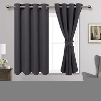 Jiuzhen Dark Grey Blackout Curtains With Tiebacks Thermal Insulated Light Blocking And Noise Reducing Grommet Curtains For Bedr