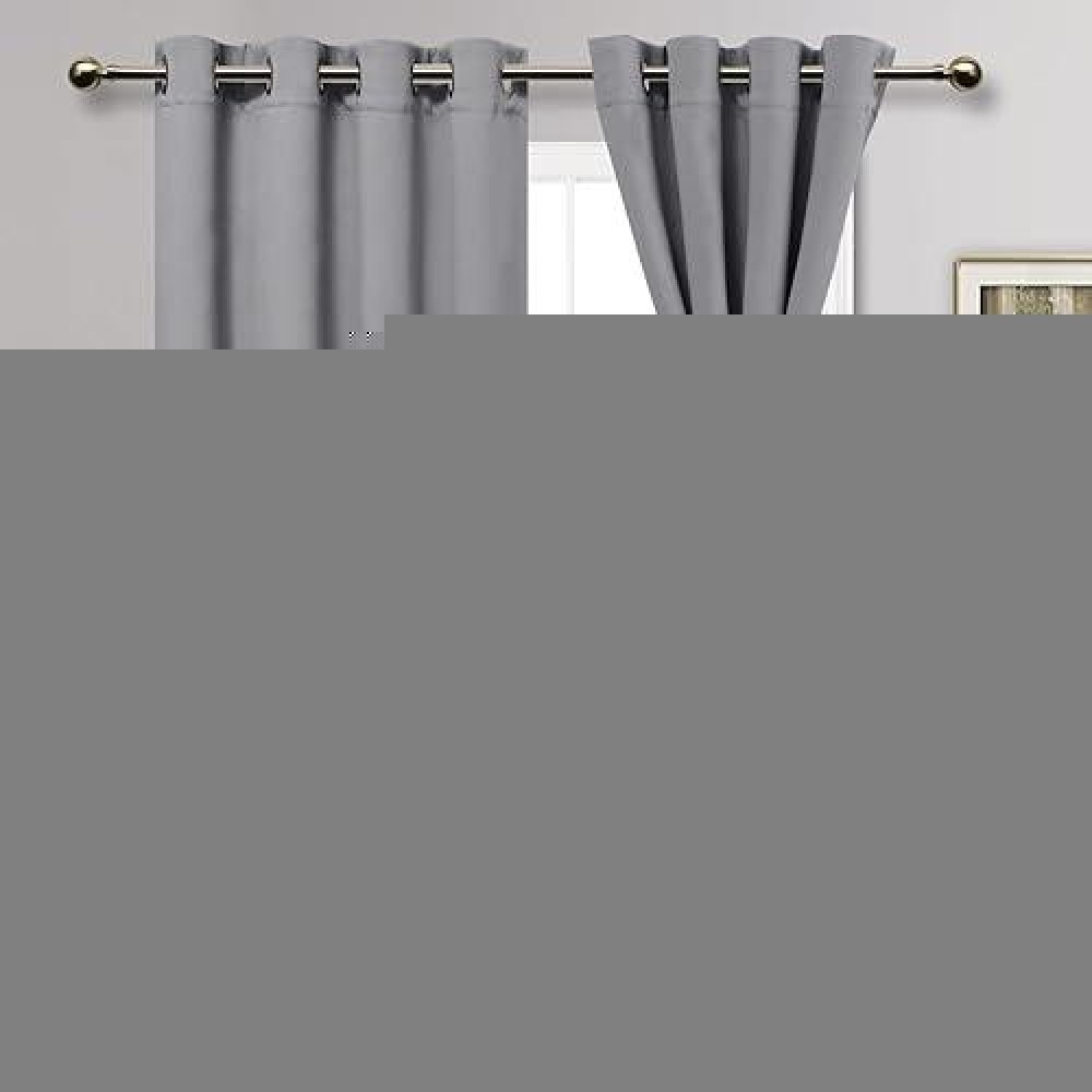 Jiuzhen Light Grey Blackout Curtains With Tiebacks Thermal Insulated Light Blocking And Noise Reducing Grommet Curtain For Bedr