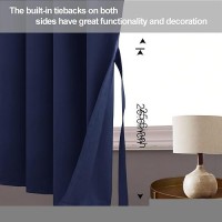 Jiuzhen Navy Blue Blackout Curtains With Tiebacks Thermal Insulated Light Blocking And Noise Reducing Grommet Curtains For Bedr