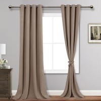 Jiuzhen Taupe Blackout Curtains With Tiebacks Thermal Insulated Light Blocking And Noise Reducing Grommet Curtains For Bedroo