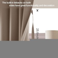 Jiuzhen Taupe Blackout Curtains With Tiebacks Thermal Insulated Light Blocking And Noise Reducing Grommet Curtains For Bedroo