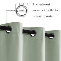 Jiuzhen Light Green Blackout Curtains With Tiebacks Thermal Insulated Light Blocking And Noise Reducing Grommet Curtains For An