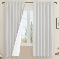 Lamit Light Grey 100 Blackout Linen Curtains 63 Inches Linen Textured Thermal Bedroom Curtains Back Tab And Rod Pocket Burlap