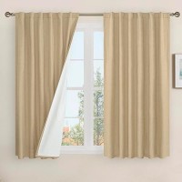 Lamit Natural Linen Full Blackout Window Curtains For Bedroom 54 Inches Thermal Farmhouse Curtains Back Tab And Rod Pocket Priv