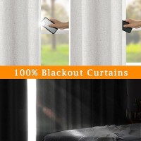 Lamit Light Grey Linen Full Blackout Window Curtains For Bedroom 54 Inches Thermal Farmhouse Curtains Back Tab And Rod Pocket P