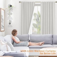 Lamit 100 Blackout Curtains For Living Room 95 Inches Light Grey Linen Textured Thermal Bedroom Curtains Back Tab And Rod Pock