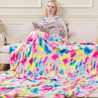 Colorful Blanket Twin Size Premium Lightweight Antistatic Rainbow Throw Soft Couth Sofa Cozy Warm Flannel Blankets Plush Gift