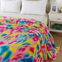 Colorful Blanket Twin Size Premium Lightweight Antistatic Rainbow Throw Soft Couth Sofa Cozy Warm Flannel Blankets Plush Gift