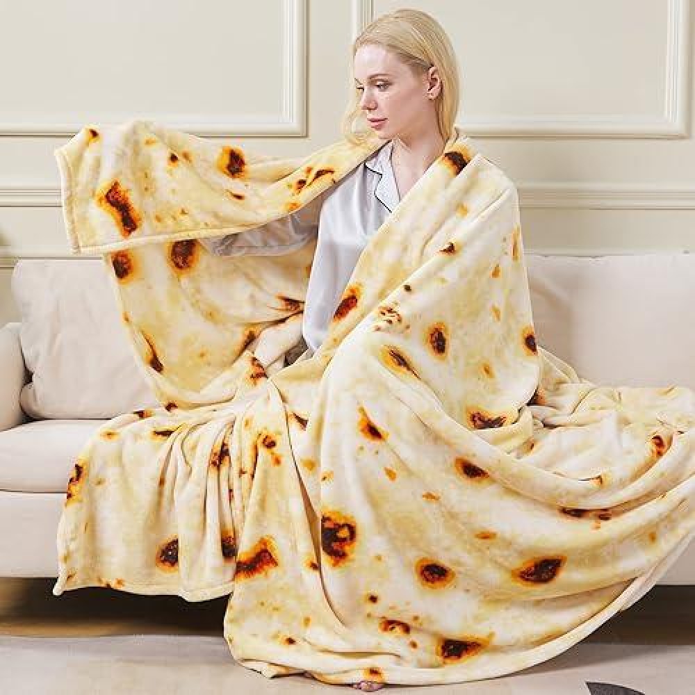 Burritos Tortilla Blanket Travel Size Premium Lightweight Antistatic Tortilla Throw Soft Couth Sofa Cozy Warm Flannel Taco Bla