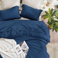 Andency Navy Blue Comforter Set Full Size  3 Pieces Boho Tassel Lightweight Bedding Comforter Sets  All Season Soft Fluffy Fringe Bed Set (79X90In Comforter & 2 Pillowcases)