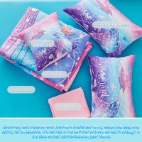 Rynghipy Mermaid Comforter Set 6Pcs Kids Gilrs Bed In A Bag Twin Size Mermaid Tail Print Teens Girls Bedding Set Rainbow Bedd