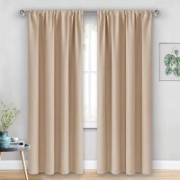 Jiuzhen Blackout Curtains For Bedroom Thermal Insulated Room Darkening Rod Pocket Curtains For Living Room Set Of 2 Panels Wi