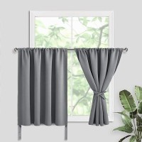 Jiuzhen Short Curtains Kitchen Half Window Blackout Curtains With 2 Tiebacks Thermal Insulated Curtains 2 Panels Rod Pocket Cu