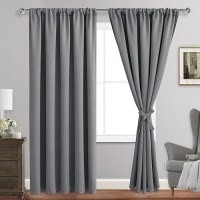 Jiuzhen Blackout Curtains For Bedroom Thermal Insulated Room Darkening Rod Pocket Curtains For Living Room Set Of 2 Panels Wi