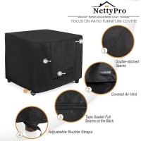 Nettypro Waterproof Patio Ottoman Cover Square Outdoor Furniture Side Table Cover  24L X 24W X 20H Inch  Black