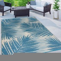 Rugshop Tropical Floral Reversible Creasefree Waterproof Premium Recycled Plastic Outdoor Rugs For Patio Backyard Rv Deck Picni