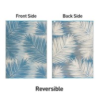 Rugshop Tropical Floral Reversible Creasefree Waterproof Premium Recycled Plastic Outdoor Rugs For Patio Backyard Rv Deck Picni