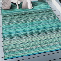 Rugshop Contemporary Stripe Reversible Creasefree Waterproof Premium Recycled Plastic Outdoor Rugs For Patio Backyard Rv Deck P