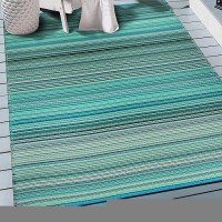 Rugshop Contemporary Stripe Reversible Creasefree Waterproof Premium Recycled Plastic Outdoor Rugs For Patio Backyard Rv Deck P