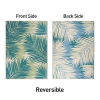 Rugshop Tropical Floral Reversible Creasefree Waterproof Premium Recycled Plastic Outdoor Rugs For Patio Backyard Rv Deck Picni