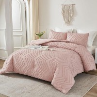 Litanika Blush Pink Full Comforter Sets Lightweight Fluffy Bedding Comforter Sets For Bed 3 Pieces Down Alternative Comforter