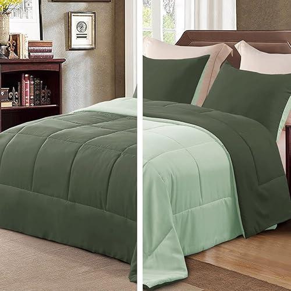 Exclusivo Mezcla Lightweight Reversible 3Piece Comforter Set All Seasons Down Alternative Comforter With 2 Pillow Shams King