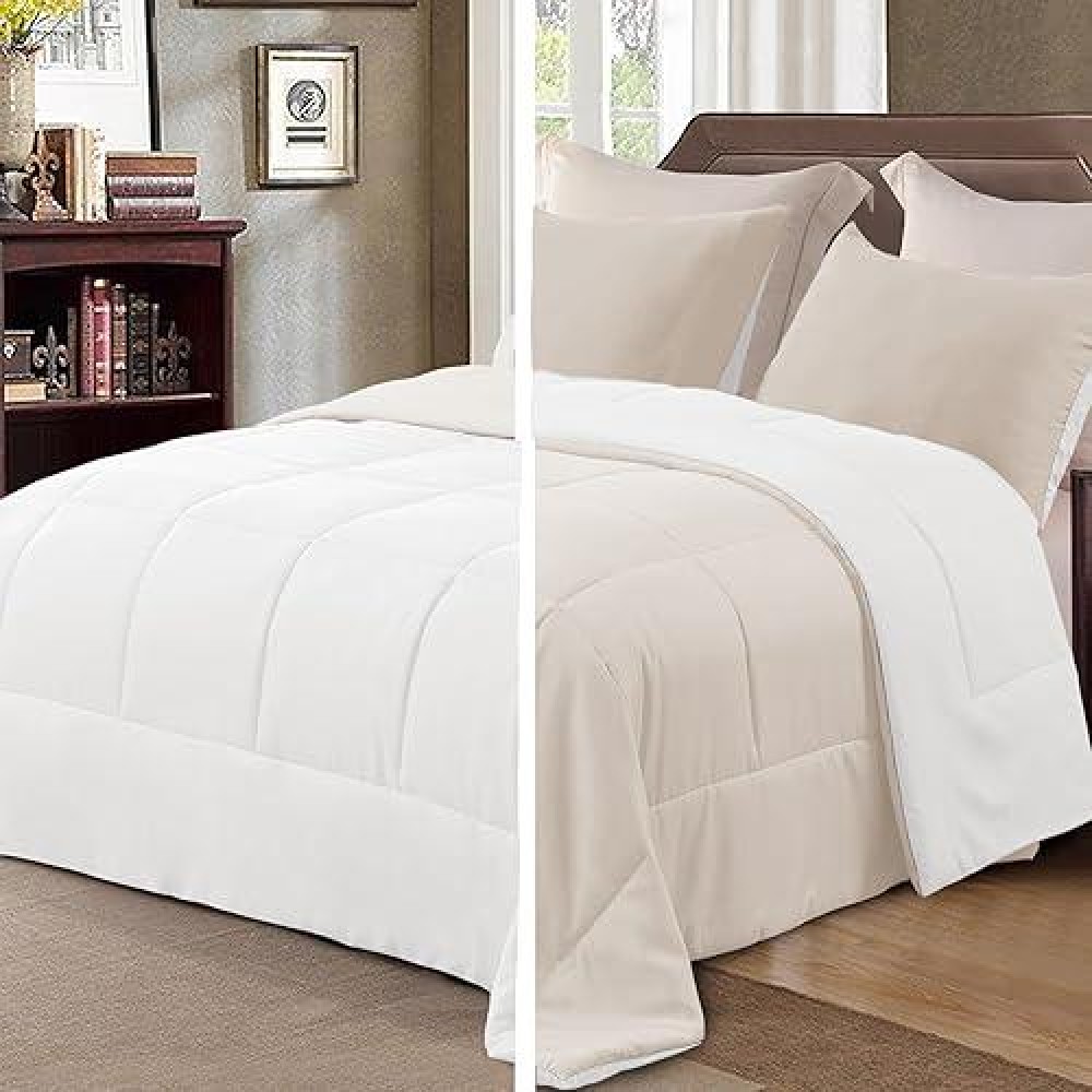 Exclusivo Mezcla Lightweight Reversible 3Piece Comforter Set All Seasons Down Alternative Comforter With 2 Pillow Shams Queen