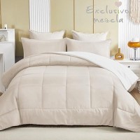 Exclusivo Mezcla Lightweight Reversible 3Piece Comforter Set All Seasons Down Alternative Comforter With 2 Pillow Shams Queen