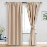 Jiuzhen Blackout Curtains For Bedroom Thermal Insulated Room Darkening Rod Pocket Curtains For Living Room Set Of 2 Panels Wi