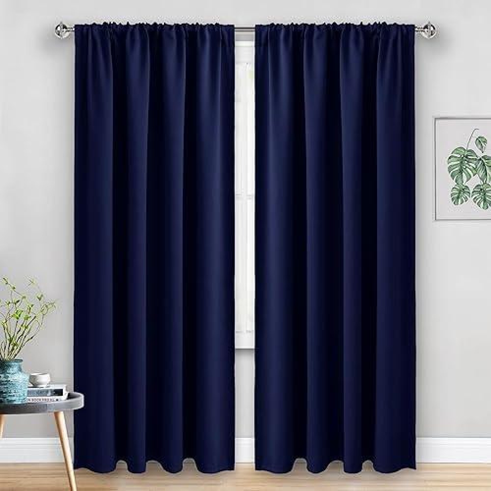 Jiuzhen Blackout Curtains For Bedroom Thermal Insulated Room Darkening Rod Pocket Curtains For Living Room Set Of 2 Panels Wi