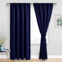 Jiuzhen Blackout Curtains For Bedroom Thermal Insulated Room Darkening Rod Pocket Curtains For Living Room Set Of 2 Panels Wi