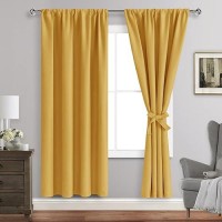 Jiuzhen Blackout Curtains For Bedroom Thermal Insulated Room Darkening Rod Pocket Curtains For Living Room Set Of 2 Panels Wi