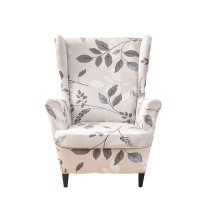 Haoyong Wingback Chair Slipcover 2 Pieces Stretch Wing Chair Cover Printed Wingback Armchair Cover Non Slip Sofa Cover With Elastic Band Washable Armchair Protector Cover For Living Room And Bedroom