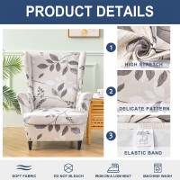 Haoyong Wingback Chair Slipcover 2 Pieces Stretch Wing Chair Cover Printed Wingback Armchair Cover Non Slip Sofa Cover With Elastic Band Washable Armchair Protector Cover For Living Room And Bedroom