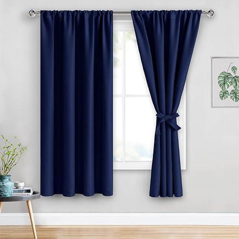 Jiuzhen Blackout Curtains For Bedroom Thermal Insulated Room Darkening Rod Pocket Curtains For Living Room Set Of 2 Panels Wi