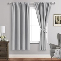 Jiuzhen Silver Grey Curtains For Bedroom Thermal Insulated Blackout Curtains With Tiebacks 2 Panels Room Darkening Rod Pocket