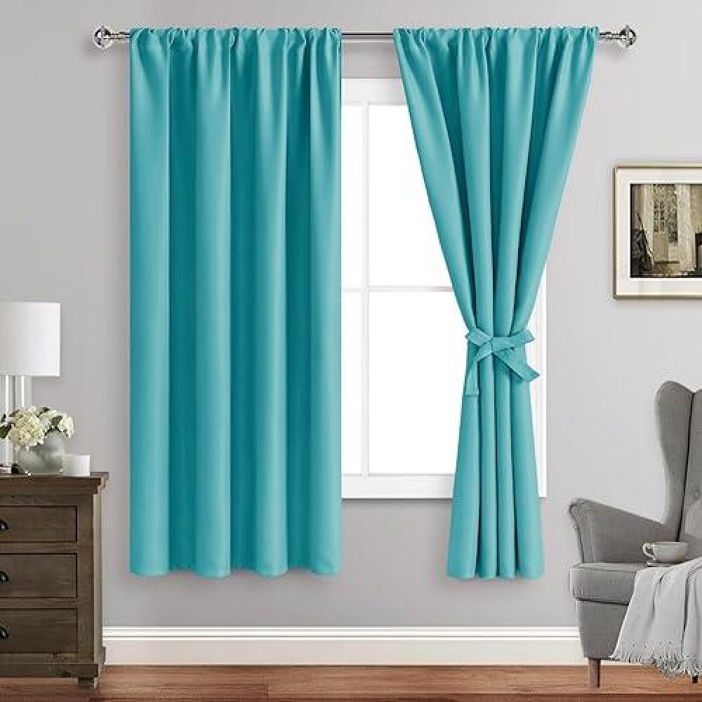 Jiuzhen Blackout Curtains For Bedroom Thermal Insulated Room Darkening Rod Pocket Curtains For Living Room Set Of 2 Panels Wi