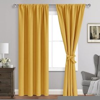 Jiuzhen Blackout Curtains For Bedroom Thermal Insulated Room Darkening Rod Pocket Curtains For Living Room Set Of 2 Panels Wi